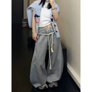 Rope Tie Wide-Leg Pants