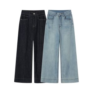 Retro Wide-Leg Embroidered Denim Pants